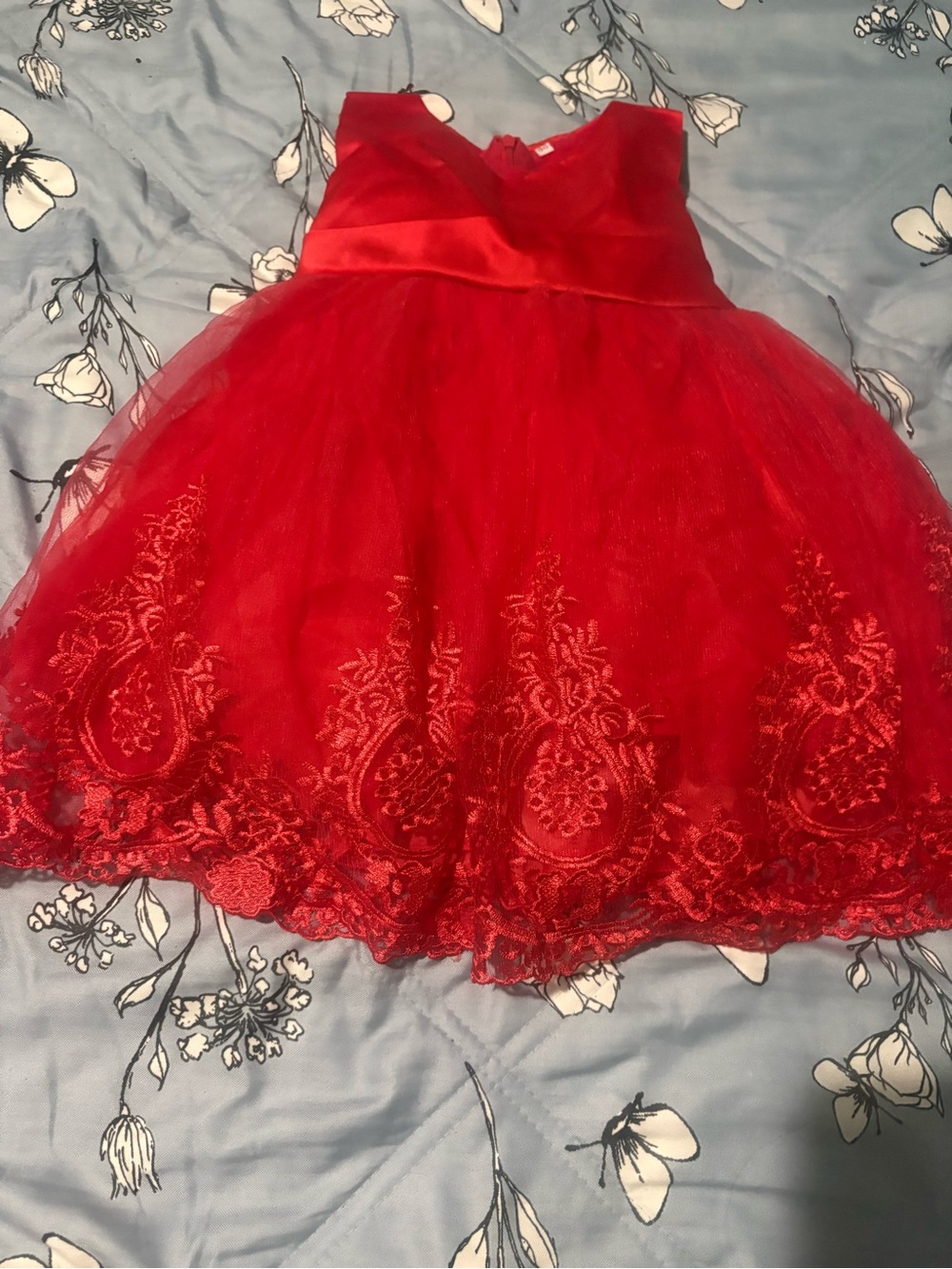 Red Sleeveless Tulle Party Dress for baby 12-18 months - Picture 2 of 8